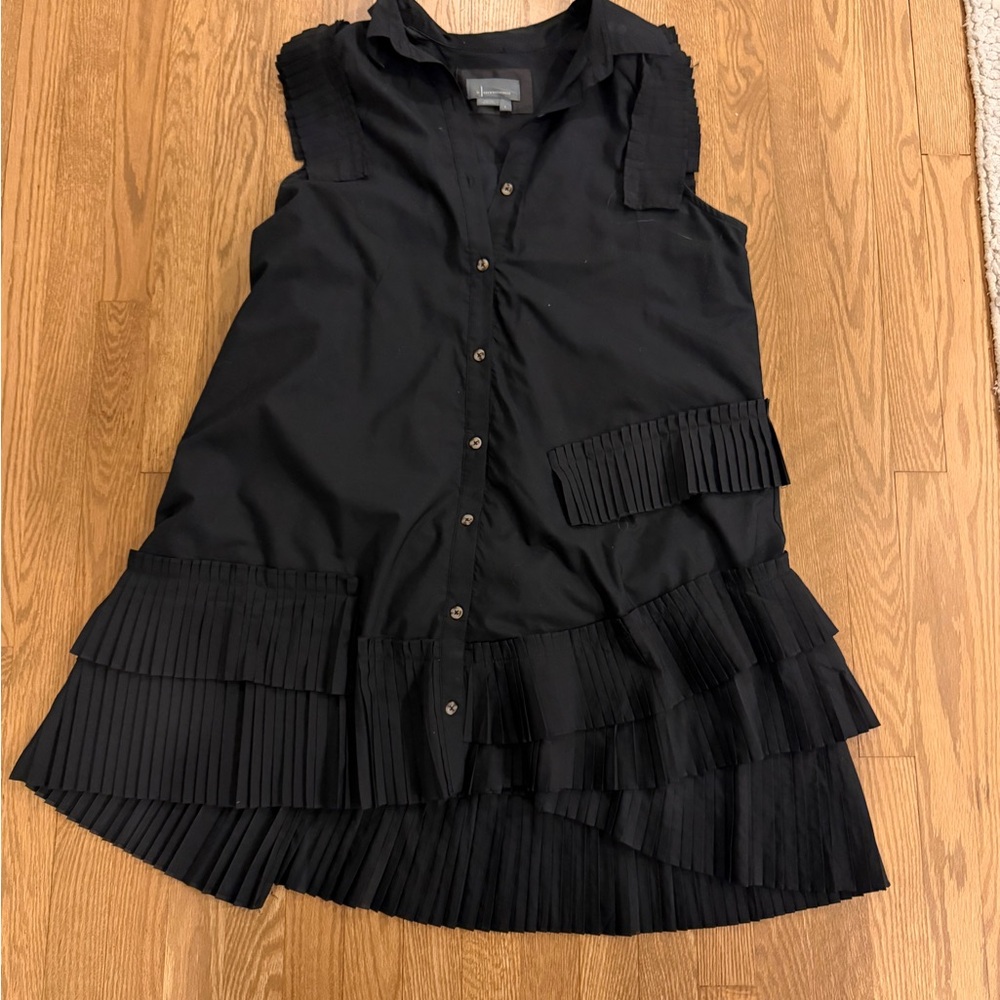 By Anthropologie Black ruffle sleeveless dress L Large - Picture 3 of 4